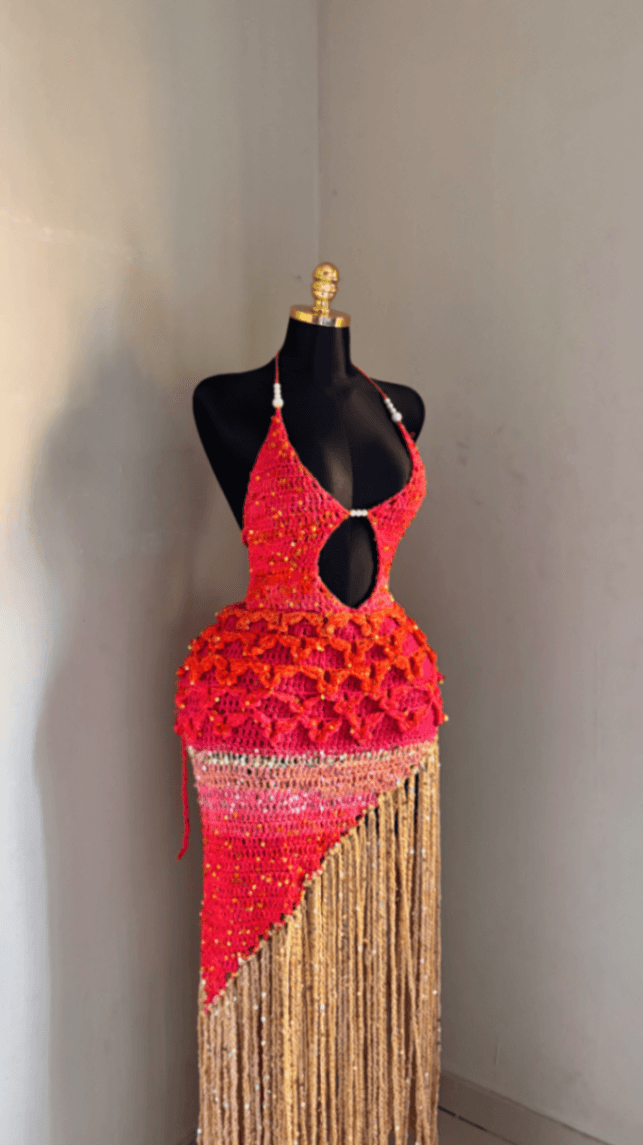 Handmade Crochet Sequin Fringe Dance Dress